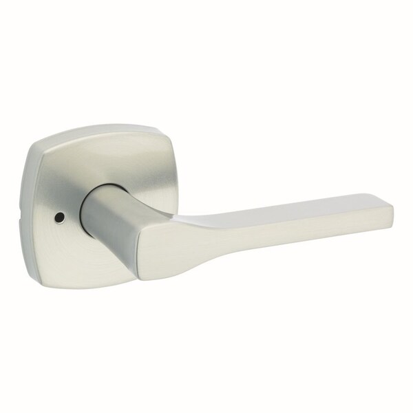 Kwikset Tripoli Lever with Midtown Rose Privacy Door Lock with 6AL Latch and RCS Strike Satin Nickel Finish 730TPLMDT-15 - main